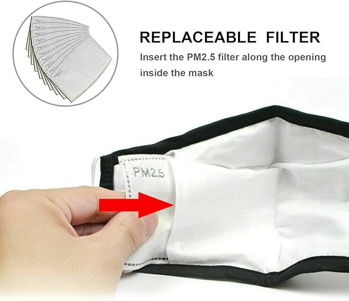 Adult PM2.5 Activated Carbon Filter Insert 5 Layers Replacement Anti Haze Face Filter Paper (50 Pieces)
