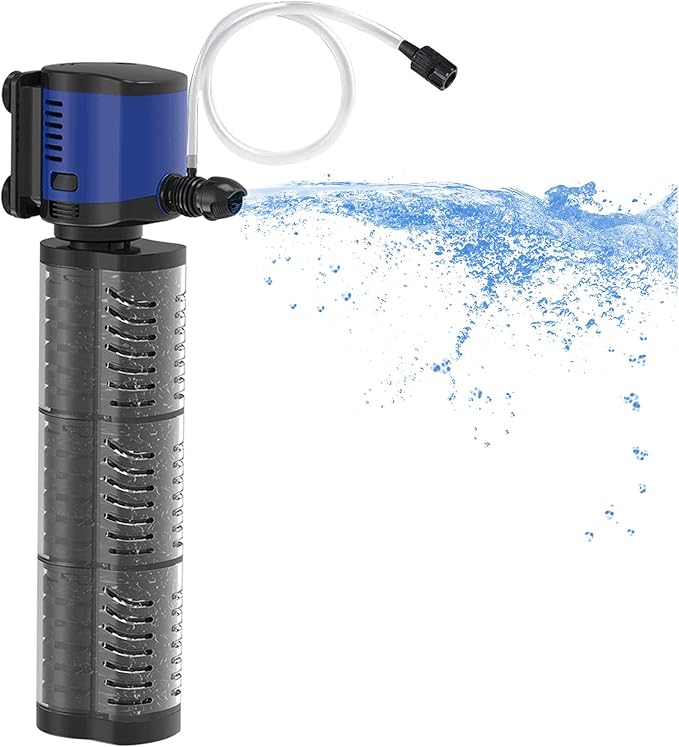 Pond Pump 660GPH Filtration, Sump Submersible Water Pump w/Sponge Filter, 8ft. High Lift, Quiet for Aquarium Hydroponics, Dry Burning Protection - AquaVibe