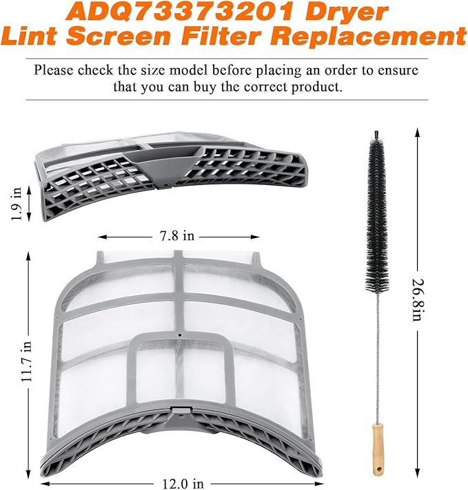 UPGRADED ADQ73373201 Dryer Lint Filter for LG Kenmore Dryer Lint Screen by Blutoget-Replace ADQ733732 PS7787727 DLEX9000V DLEX8000V DLEX8000W DLEX5000V DLEX5000W DLGX8001W,Vent Trap Cleaner Brush