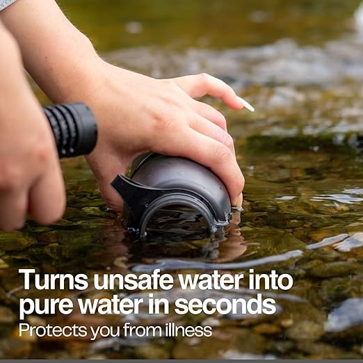 Water-to-Go Water Filter Bottle for Hiking Camping and Survival - One Liter Water Purifier Bottle for Safe Water Anywhere - Eco-Friendly Bioplastic, New Leak-Proof Lid, Filters Viruses
