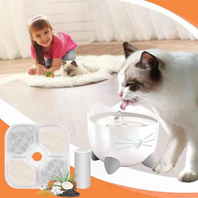 PIXI Cat Water Fountain Filters, Compatible with PIXI Pet Fountain, Pixi Cat Drinking Fountain Filter, Replacement Triple Action Pet Water Filter, 10-Pack, White