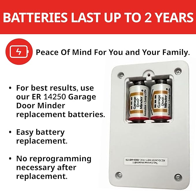 Garage Door Minder® Version II. 100% Wireless. Installs in Two Minutes! No Wi-Fi. in-Home Monitor & Alert System. Great for Seniors!
