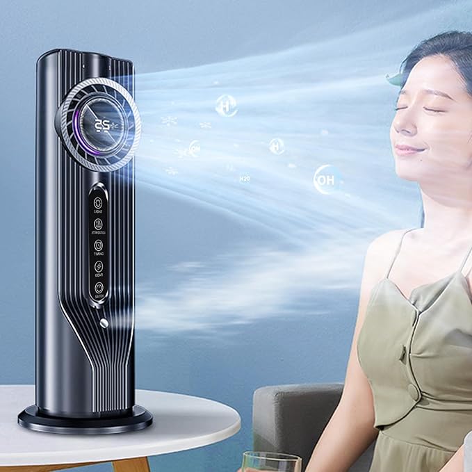 Portable Air Conditioner, 6 Speeds Personal Cooling Fan, Air Conditioner Humidifier with 6H Timer, 3 in 1 Air Cooler Humidifier for Room Office Camping