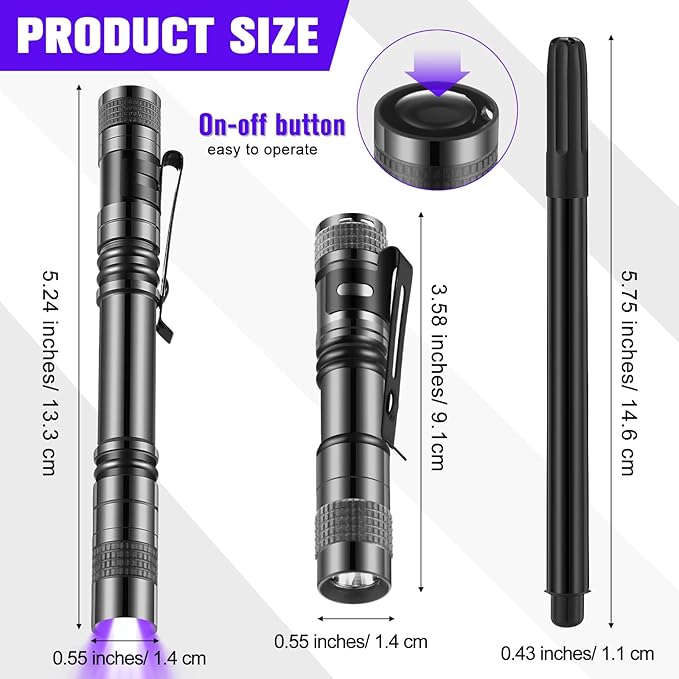 Tegeme 8 Pcs Black Light Markers Set 4 Invisible Ink Pen 4 Mini UV Flashlights Invisible Ink Marker Disappearing Pen for Spy Gadgets Secret Message Gift Party Favors(Grey and Black)