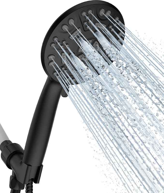 Cobbe 8 Functions Shower Head with handheld, High Pressure Shower Head Set with Hose Adjustable Bracket Rubber Washers (Matte Black)