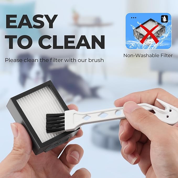 Filter Replacement for Roomba E I & J Series i7 i7+/plus i3 i3+ E5 E6 E7 i4 i6 i6+ i8 i8+ Vacuum Cleaners Parts, 12 Pack 4639161 High Efficiency Filters + 1 Cleaning Brush - AquaVibe