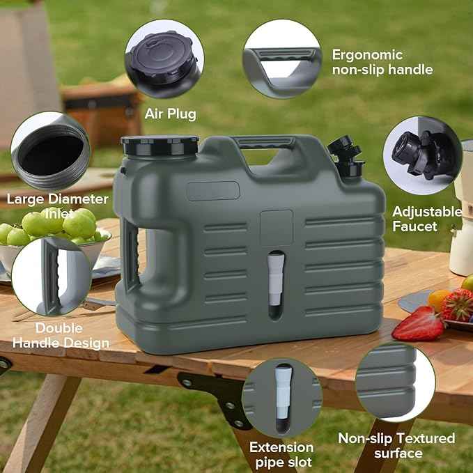 5 Gallon Camping Water Jug with Foldable Auto Pump, BPA-Free Leak-Proof Camping Water Container with Spigot, Type-C Rechargeable, Portable Water Storage Tank for Hiking, Outdoors & Emergency Use