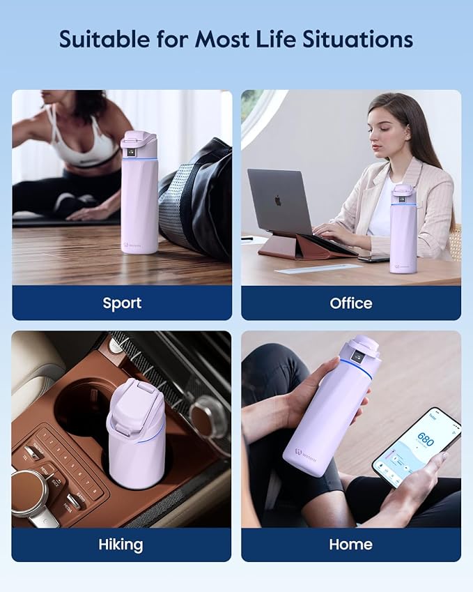 BOOST Smart Water Bottle with Reminder & Tracker, Double Wall Vacuum Insulated Bottles Stainless Steel, 32oz BPA-Free Wide Mouth for Gym, Office, School, Ideal Gift for Christmas, New Year