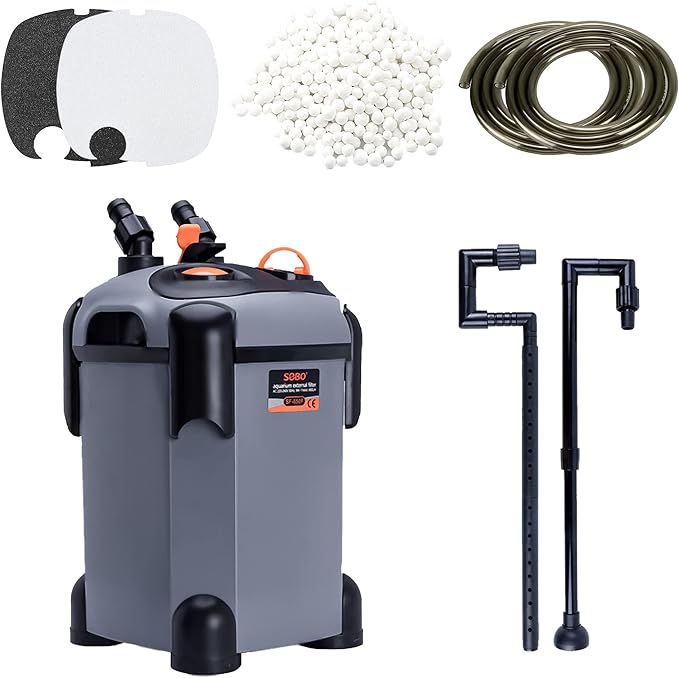 Aquarium External Canister Filter, Fish Tank Water Circulation Filter with Filter Media 171/225/266/317/397/480
