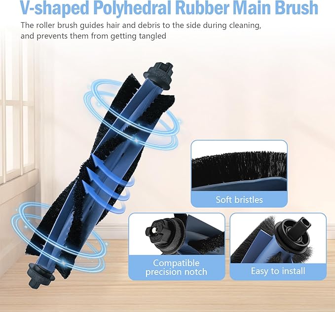 26 Pcs Accessories Kit for Eufy Omni C20 Vacuum Cleaner,Replacement Parts: 2 Main Brushes, 6 Side Brushes, 4 HEPA Filters, 4 Dust Bags, 8 Mop Pads, 2 Tools - AquaVibe