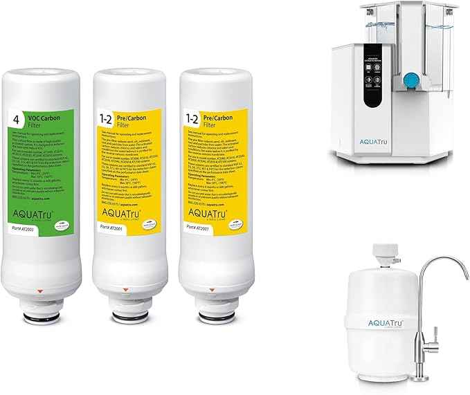 AquaTru 1 Year Replacement Filters Combo Pack for Classic, Classic Smart, and Under Sink Models - Includes 2 Pre-Filters & 1 Carbon Filter for AquaTru Water Purifier