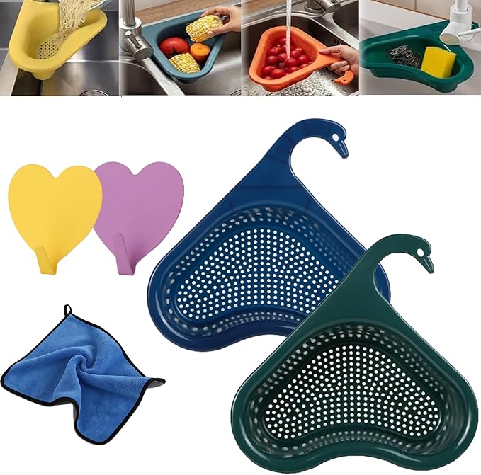 Faucet Hanging Filter Basket for Kitchen Sink, Faucet Hanging Filter Basket, Kitchen Sink Drain Basket Swan, Multifunctional Drain Basket for Kitchen Drain Strainer (2 Pcs E)