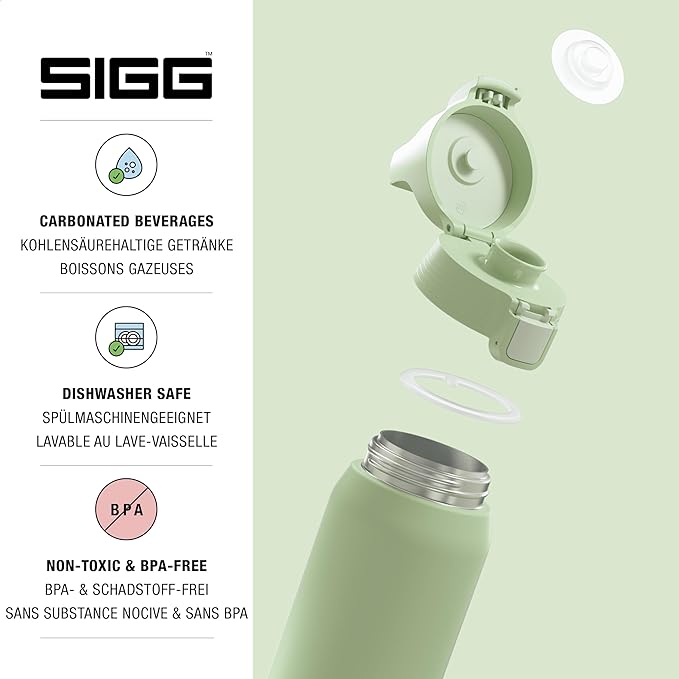 SIGG - Shield Therm- Stainless Steel Insulated Water Bottle - Carbonated Drinks, Leakproof, BPA Free, Recycled, 25, 34Oz