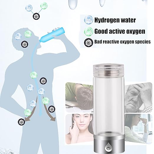 Ion Bottles Hydrogen Water Ionizer,Portable Hydrogen Water Bottle Generator,Improve Water Quality Glass Hydrogen Water Ionizer Machine,Silver
