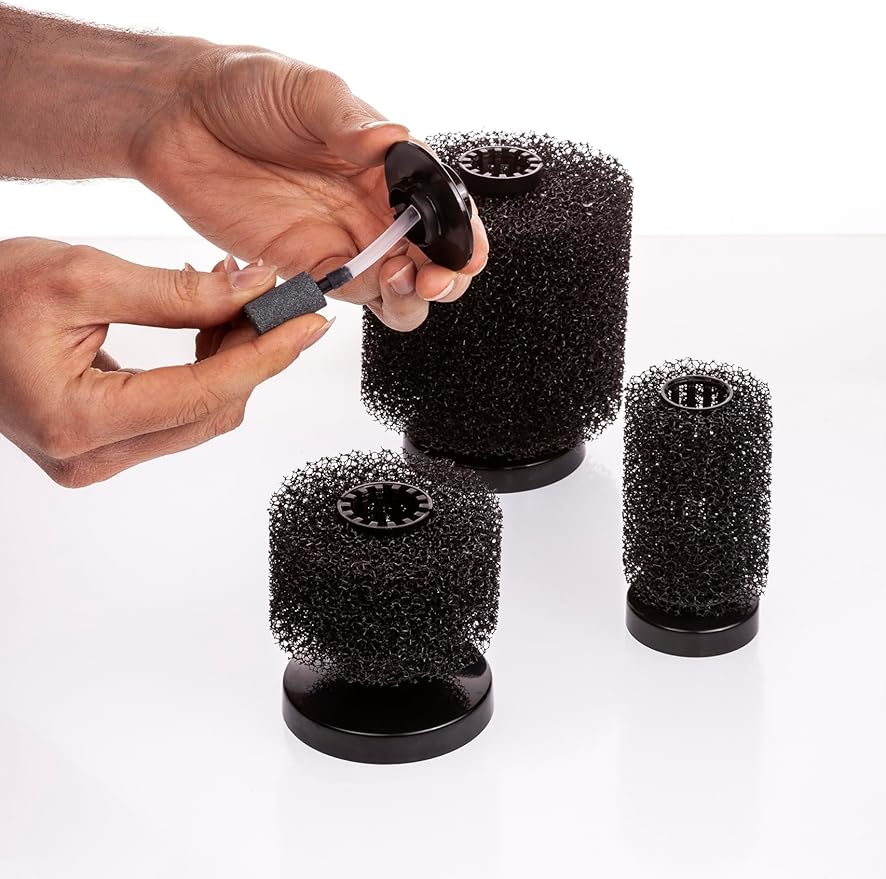 UNEAK Large Aquarium Sponge Filter Fish Tank Silent Filteration Breeding Fry Betta Shrimp Nano Tank Accessories Air Stone 4-inch Airline Tubing up to 40 Gallon