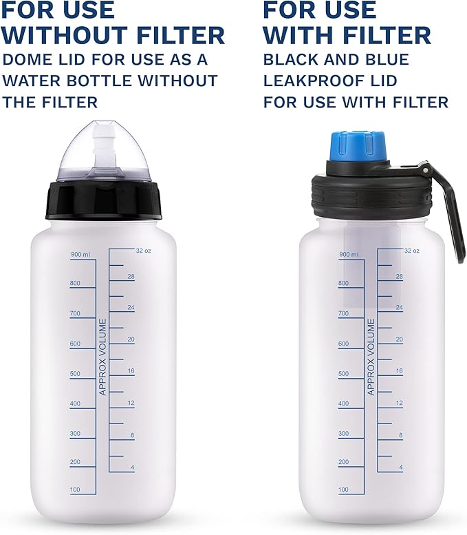 Survivor Filter Bottle - USA Made - Water Purification - Neoprene Case - For Hiking/Camping/Running