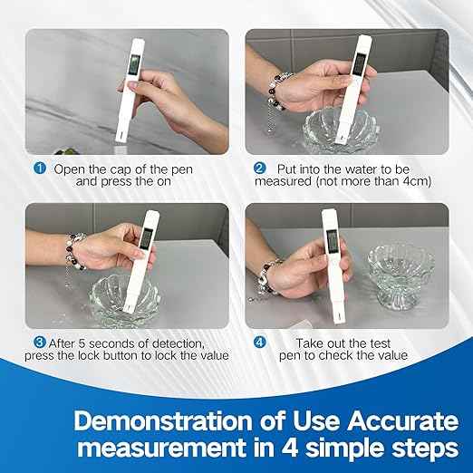 4 in 1 Digital Water Quality Tester, Accurate and Reliable Digital TDS EC & Temp(°C,°F) TDS Meter for Drinking Water, 0-9990PPM TDS Water Tester RO/DI System Aquarium（2025 New） (White)