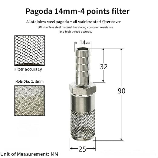 304 Stainless Steel Water Pump Filter Hose End Strainer Barbed Inline Mesh Screen, Assorted Sizes for Pressure Washer Garden RV Prevents Debris Clogging,1pcs(14mm 1/2 Inch)