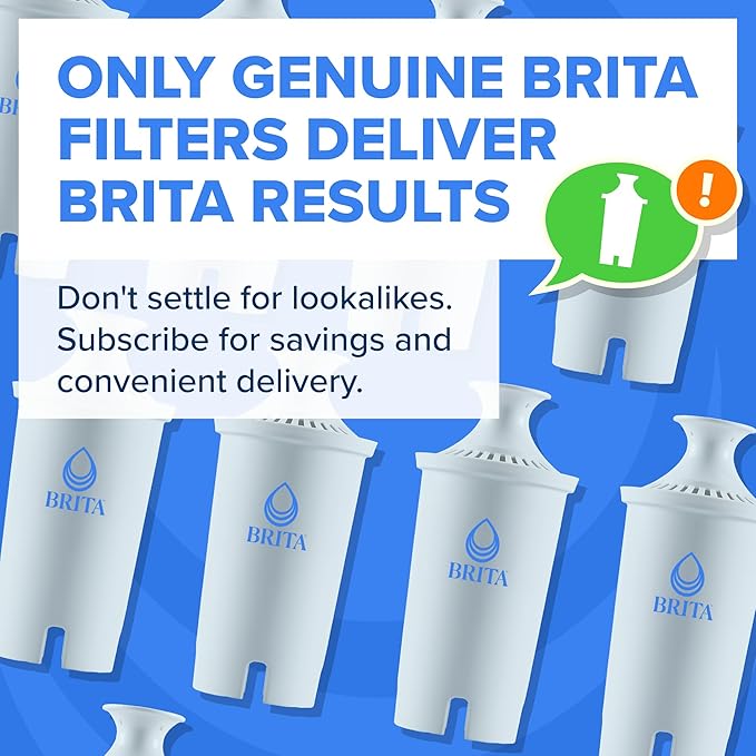Brita Plus Water Filter, BPA-Free, High-Density Replacement Filter for Pitchers and Dispensers, Reduces 2x Contaminants*, Lasts Two Months or 40 Gallons, Includes 4 Filters (Pack of 6)