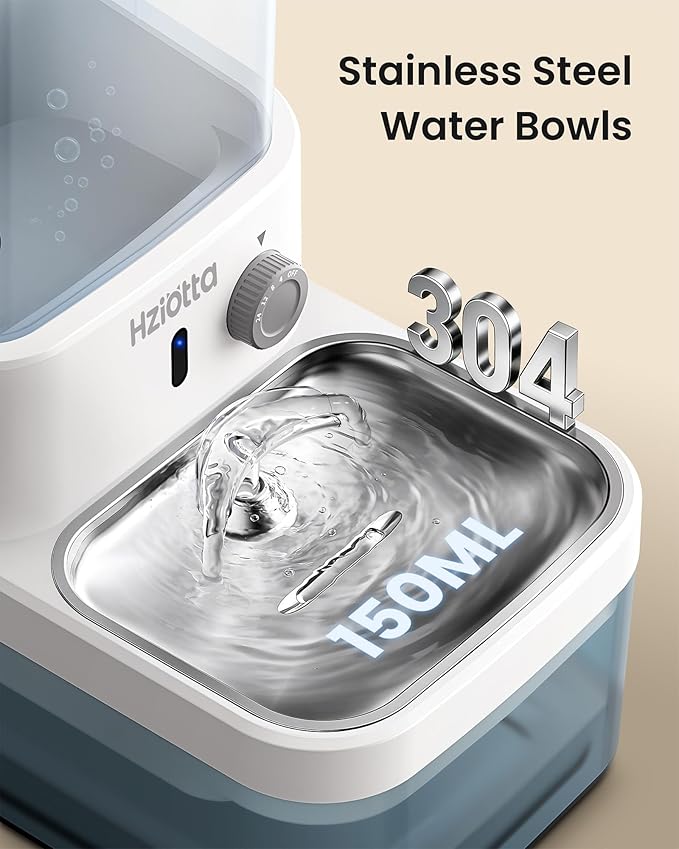 Wastewater Separation Cat Water Fountain No Filter, Stainless Steel Pet Water Fountain with Radar Sensing, Wireless Cat Fountains for Drinking, No Pump, Totally 5.7L, 30db Low Noise