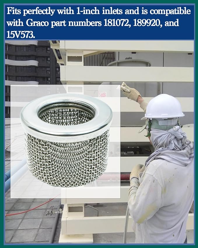 Inlet Strainer, Hose Inlet Strainer Filter，Compatible with Graco Part Numbers 181072, 189920, 15V573 and Models 795, 1095, 1595, 3900, 5900, 5000 Airless Paint Sprayers Replacement Accessories - AquaVibe