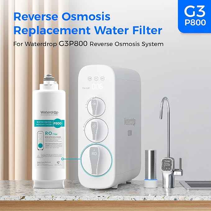Waterdrop WD-G3P800-N2RO Filter, Replacement for WD-G3P800-W Tankless Reverse Osmosis System, Reduce PFAS, 2-year Lifetime