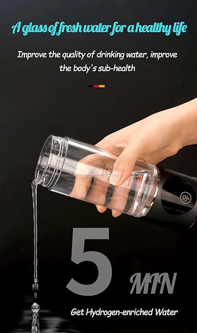 Smart Hydrogen Water Bottle Generator, Portable Fast-Charging Hydrogen Rich Water Health Cup, Highly Concentrated Hydrogen Water Ionizer Machine for Daily Hydration Needs
