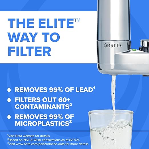 Brita Faucet Mount Water Filter System, Chrome, No-Wait Filtration, Easy Install, Multi-Use Tap Water Filter for Kitchens, Bathrooms & Small Spaces
