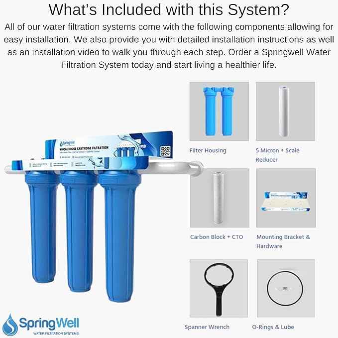 SpringWell Whole House Water Filter Cartridge System - Carbon + Sediment Filter + Salt Free Softener + VOCs/Lead