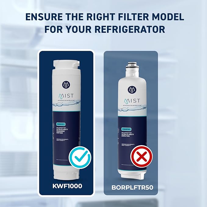 Mist Ultra Clarity Water Filter Replacement for Bosch, Refrigerator Water Filter compatible with 644845, 9000077104, 9000194412, Haier 0060820860, 0060218744, Miele KWF1000 (3 pack)