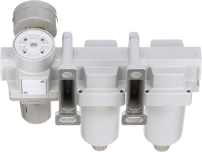 PneumaticPlus SAU430-N04G-MEP 3 Stage Compressed Air Filter Dryer System - Particulate Air Filter, Coalescing Air Filter, Compressed Air Pressure Regulator Combo, 1/2" NPT - Metal Bowl, Manual Drain - AquaVibe