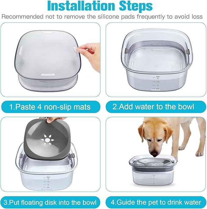 UPSKY 70oz Dog Water Bowl 2L No Spill Dog Bowls Large Capacity Spill Proof Slow Water Feeder, No Splash Pet Water Dispenser Vehicle Carried Travel Slow Drinking Bowl for Messy Drinkers