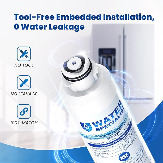 Waterspecialist DA29-00020B Replacement for Samsung Water Filter DA29-00020B, HAF-CIN/EXP, DA29-00020B-1, HDX FMS-2, RS25J500DSR, RF28HMEDBSR, RF263BEAESR, RF4287HARS, DA97-08006A-1, 4 Filters