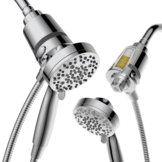 Filtered Shower Head with Handheld, Magnetic Docking System, High Pressure Handheld Shower Head with KDF Filter for Hard Water, 6 Spray Modes, Easy Installation – CP