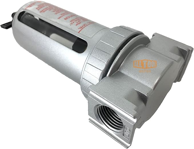1/2" NPT MID FLOW Particulate Filter/Water Trap For Air Compressor Compressed Air Lines, 5u With Poly Bowl And Metal Bowl Guard (MANUAL DRAIN) - AquaVibe
