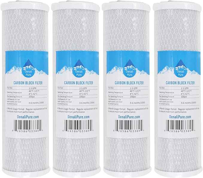 4-Pack Replacement for Compatible with APEC ROES-50 Activated Carbon Block Filter - Universal 10 inch Filter Compatible with APEC ROES-50 - Essence 5-Stage 50 GPD Reverse Osmosis System