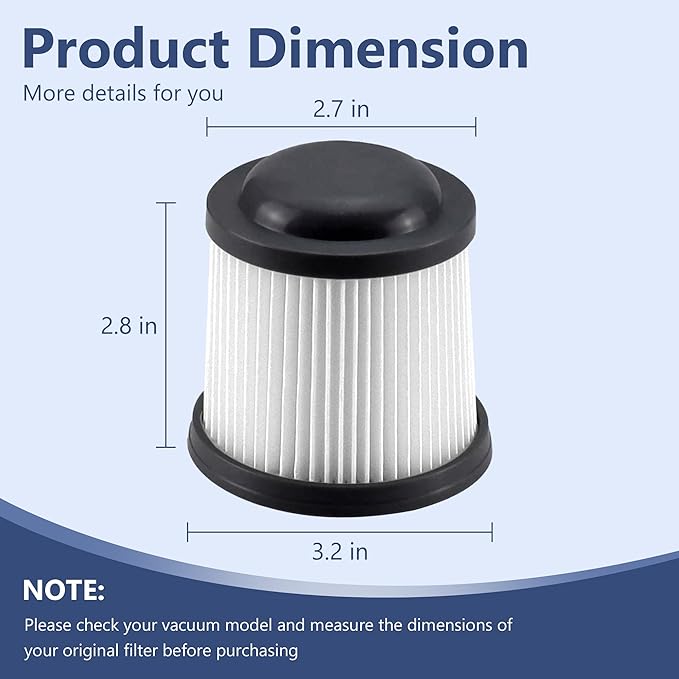 PVF110 Filter Replacement for Black and Decker Handheld Pivot Vacuums PHV1810, PHV1210, PHV1410, BDH2000PL, BDH2020FLFH, BDH1620FLFH, Part # 90552433, Washable Hand Vac Filters, 6 Pack - AquaVibe