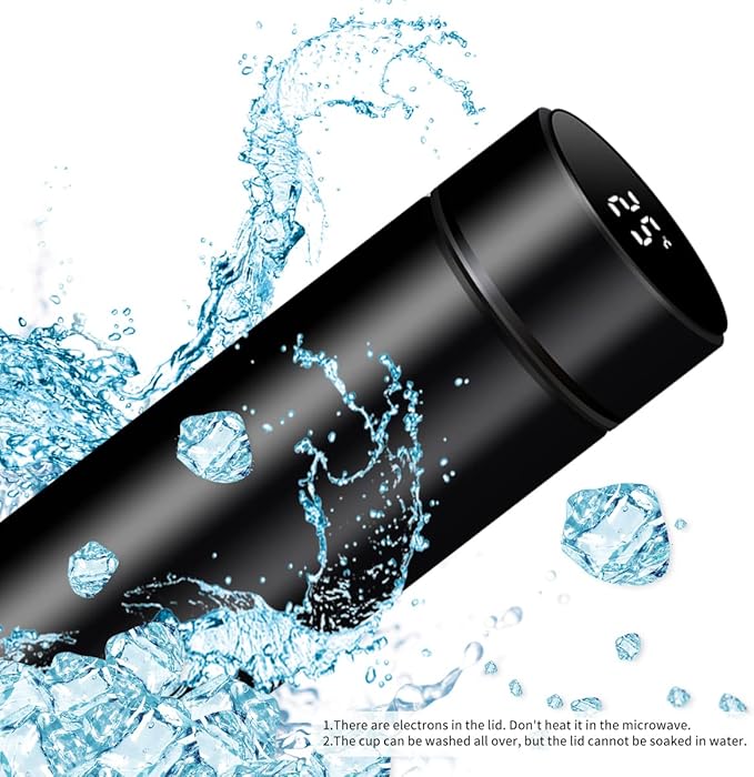 Smart Water Bottle Stainless Steel Vacuum Flask,Travel Mug with Smart LCD Touch Screen, Keep Hot Or Cold, Car Portable Travel Tea Coffee Vacuum Thermo Cup,Insulated Water Bottle (Blue)