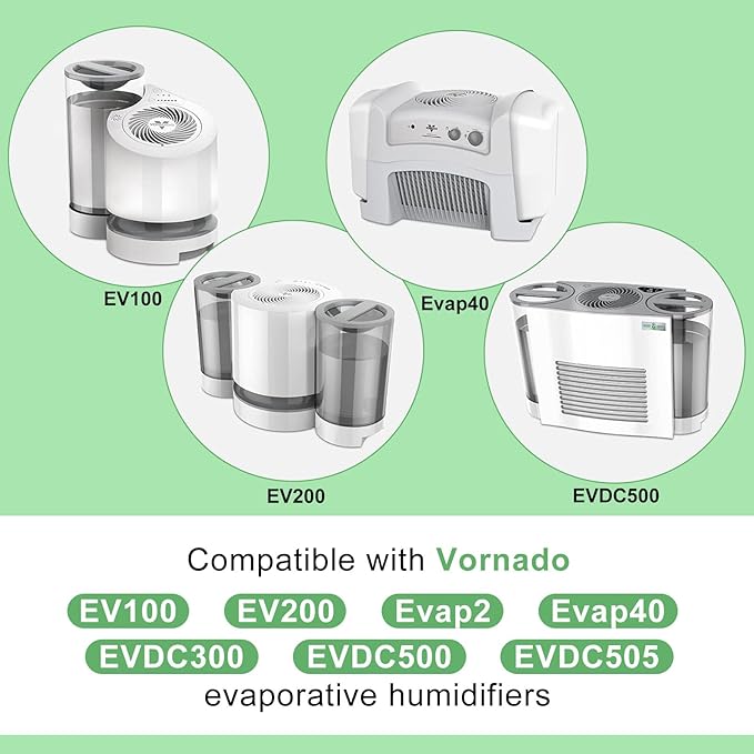 MD1-0034 Humidifier Replacement Wick Filters + Brush, Compatible with Vornado Evaporative Humidifier Evap40, Evap2, EV3, EV100, EV200, EVDC300, EVDC500, EVDC505 (Not for Evap3), 4-Pack (4)