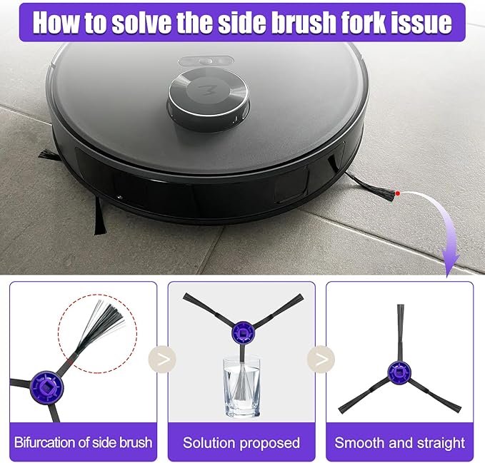 Side Brush Replacement Kits for Eureka E10S E20 Plus Robot Vacuum Cleaner Parts-6 Pack - AquaVibe