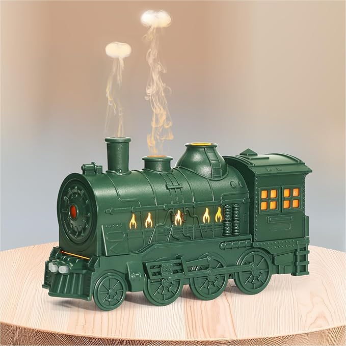 Train Diffuser 300ml, Aromatherapy Cool Mist Ultrasonic Aroma Train Diffuser with Remote Control 2 Light 2 Mist Mode Auto Shut-Off for Bedroom Office Hotel (Green)