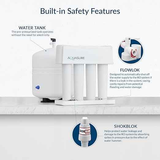 Aquasure Premier Pro 4-Stage 100 GPD RO Reverse Osmosis Under Sink Filtration System | Removes 99% of Contaminants | Leak-Proof, Quick Change Filters, with Tank & LED Indicator Drinking Water Faucet