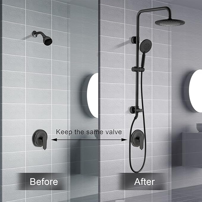 BRIGHT SHOWERS Rain Shower Head System with High Output Shower Filter for Hard Water, Oil-Rubbed Bronze