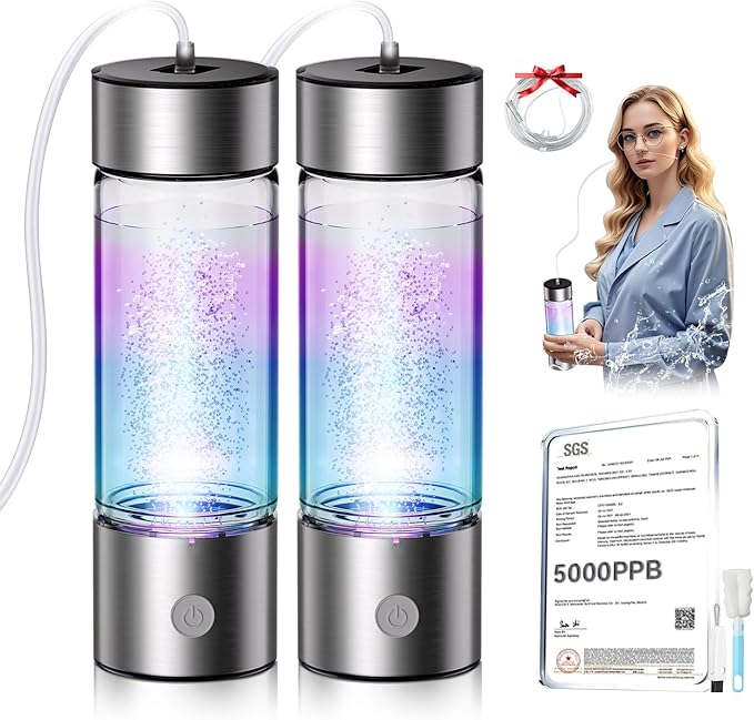 4.0 Upgrade Hydrogen Water Bottle & Hydrogen Absorption 【SGS Certification - 5000PPB】【NO.1-100% Odorless】 Hydrogen Water Bottle - 2025 SPE PEM Technique, Double Hydrogen Content