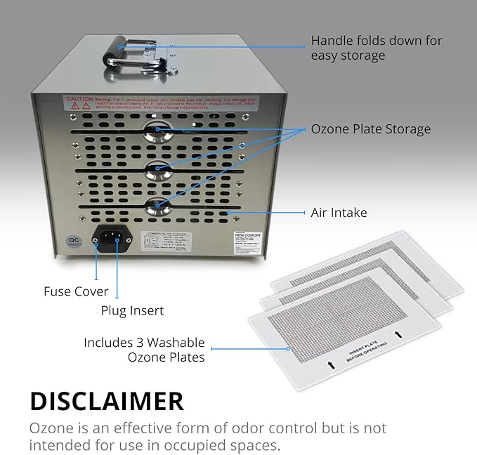 Ozone Air Purifier Cleaner for Commercial use or Home – Professional Odor Eliminator with 60-minute timer for Large Spaces – Reliable Air Sanitizer for Homes, Offices & Commercial Use