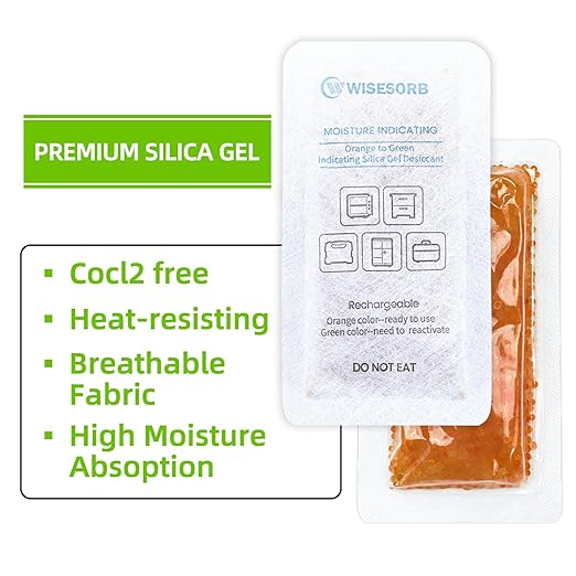 4Pcs 40 Gram Rechargeable Desiccant Packs, Indicating Silica Gel, Gun Safe Dehumidifier, New Style Desiccant Moisture Absorbing Bag