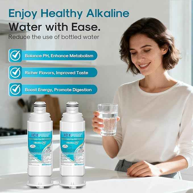 ICEPURE Alkaline DA97-17376B Refrigerator Water Filter Replacement for Samsung HAF-QIN/EXP, DA97-08006C, WD-F45, WS645A RS27T5200SR RS22T5201SR RF28R7201SR RF32CG5400SR RF23M8070SG, Enhances PH, 3Pack