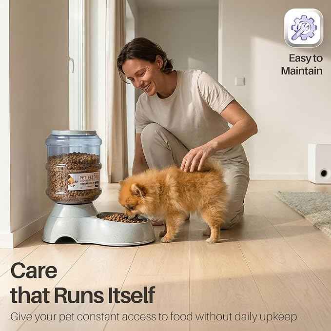 Flexzion Gravity Pet Feeder Food Dispenser (4-6 lb Size) for Dogs Cats Automatic Replenish Dry Food Storage Container Bowl for Small Medium Breed Dog Cat Animal Feeding Watering Fountain Supplies