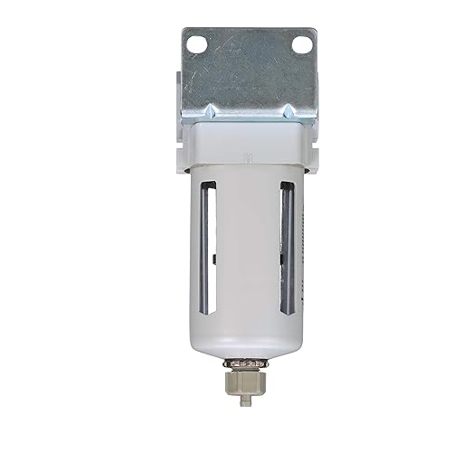 PneumaticPlus SAFM400-N04B Compressed Air Coalescing Filter, 0.1 Micron, 1/2" NPT - Poly Bowl, Manual Drain, Bracket - AquaVibe