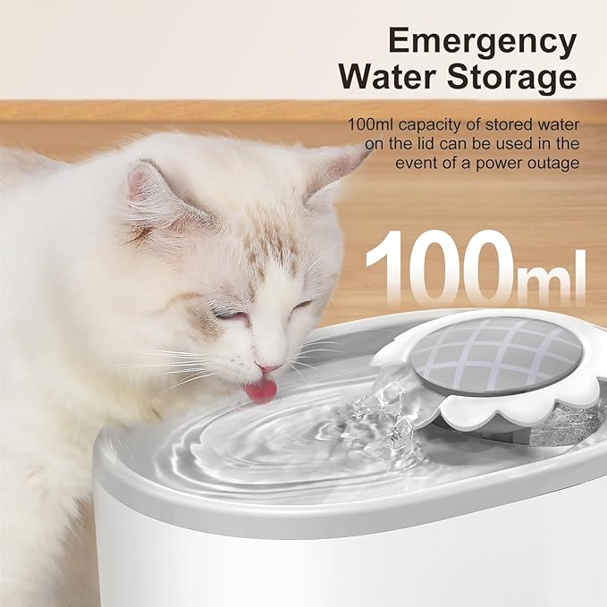NPET Cat Water Fountain with Visible Water Level Window, White Grey 2L/67oz Automatic Pet Water Fountain with Quiet Pump, Dog Water Dispenser for Drinking (Inductor Model)